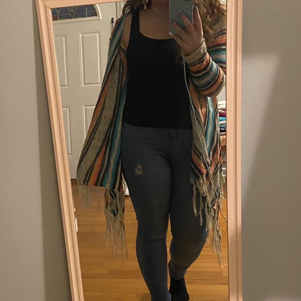 Hooded hi-low cardigan